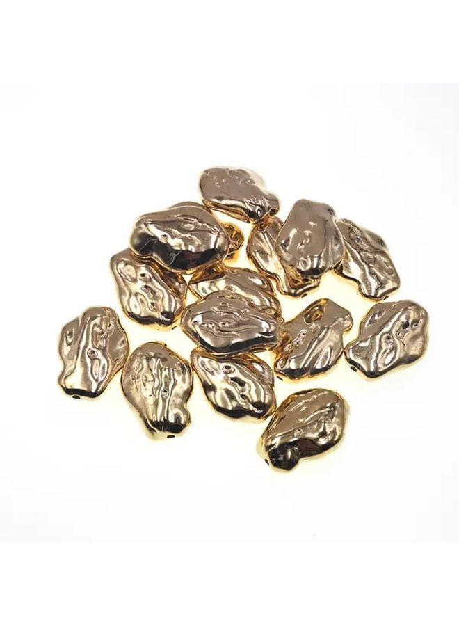 Golden Irregular Flat Beads 10pcs DIY Jewelry Making Craft Supplies - Image 3